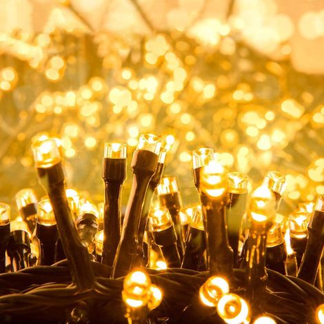 10M 100 LEDs Guirlande Lumineuse Blanc Chaude Intérieur Extérieur, 8 Modes d'éclairage, Décoration Lumineuse de Fête Noël Soirée Mariage, Décor Maison Jardin Terrasse Pergola
