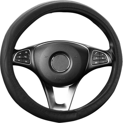 Universel Antidérapant Respirant Couvre/Protégé Volant Voiture 37-39cm / 15", de PU, Housse/caches de Volant en Cuir Artificiel, Accessoires Auto Decoration Interieur (Noir)
