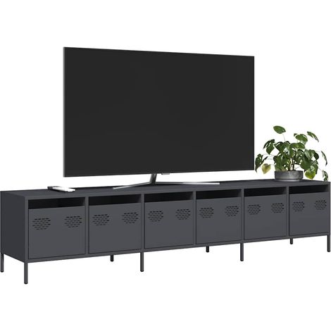 Meuble TV  Banc TV  Armoire TV anthracite 202x39x43,5 cm acier laminé à froid