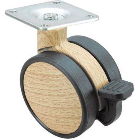 RUEDAS ALEX rueda giratora placa freno 10dkmf50 nylon-madera haya