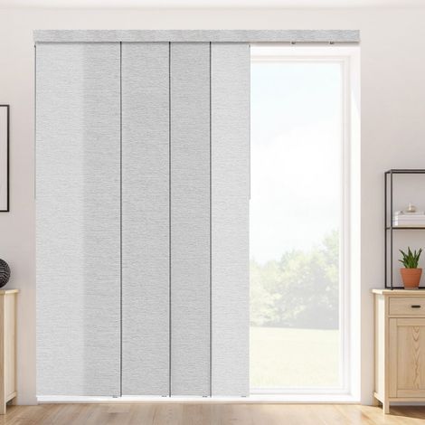 Store à Panneaux sur Rail Extensible 116-218 cm de Largeur, Panneau Japonais Vertical Ajustable jusqu'à 243 cm de Hauteur, pour Portes Coulissantes, Séparation de Pièce, Fenêtres, Gris (1/5)
