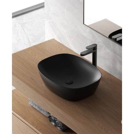 Lavabo a ciotola 50x38 cm nero opaco in ceramica