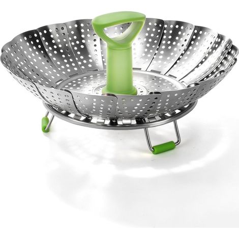 Support de Cuisson à la Vapeur Pliable en Acier Inoxydable, avec Base Large, Poignée Résistante à la Chaleur, pour Légumes, Fruits de Mer, œufs, Viande, Cuiseur Vapeur Extensible (1/5)