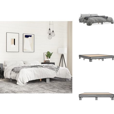 Cadre de lit sans matelas sonoma gris 200x200 cm - Cadre De Lit - Lit Double - Sommier - Lit Design - Lit Moderne (1/5)