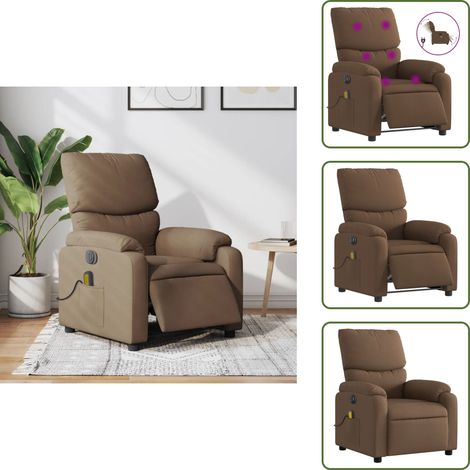 Reposapiés eléctrico - vidaXL Sillón reclinable de masaje eléctrico tela marrón - Asiento cómodo
