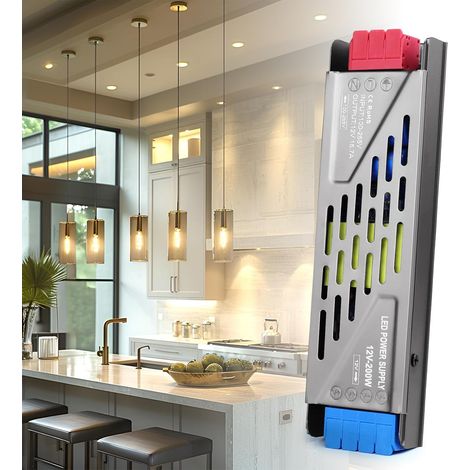 Transformateur 220V 12V Alimentation 200W 16.6A Ultra Mince Convertisseur 220V AC à 12V DC Adaptateur d'alimentation Basse Tension Transfo Constante Entrée LED Driver pour Ruban LED Bande (1/5)