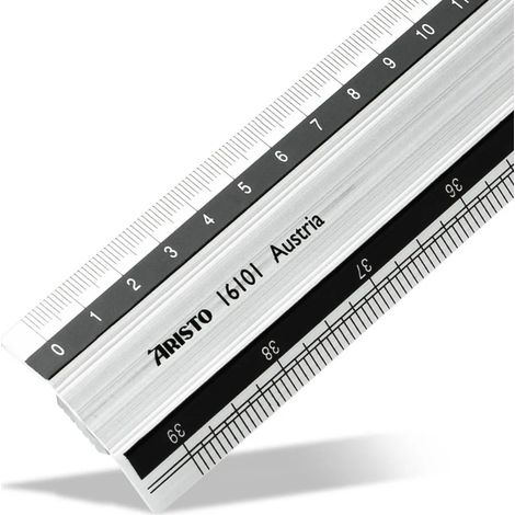 Règle Aristo en aluminium de 100 cm avec patin en caoutchouc et graduation en millimètres (1/5)