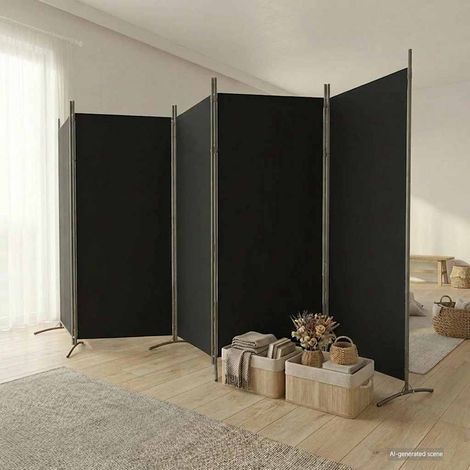 vidaXL Divisorio a 5 Pannelli Nero 433x180 cm in Tessuto