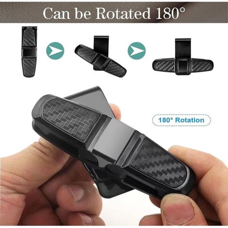 Clip per aletta parasole auto – Set di 4 organizer neri per occhiali, carte e biglietti – Plastica resistente