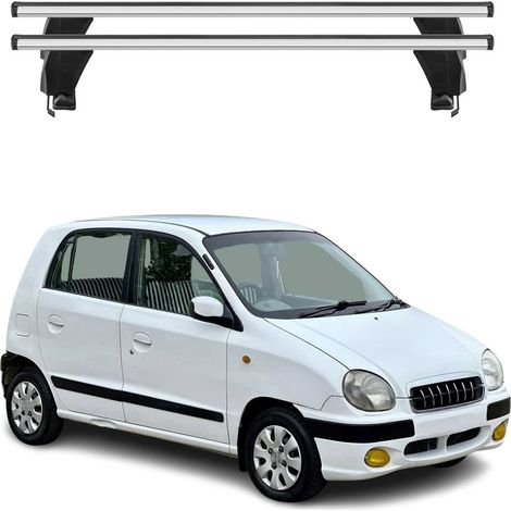 OMAC Dachträger Querträger Alu für Hyundai Atos Prime 2000-2007 – Abschließbar – T-Nut – City-Crash-getestet – Max. 50 kg Silber (1/5)