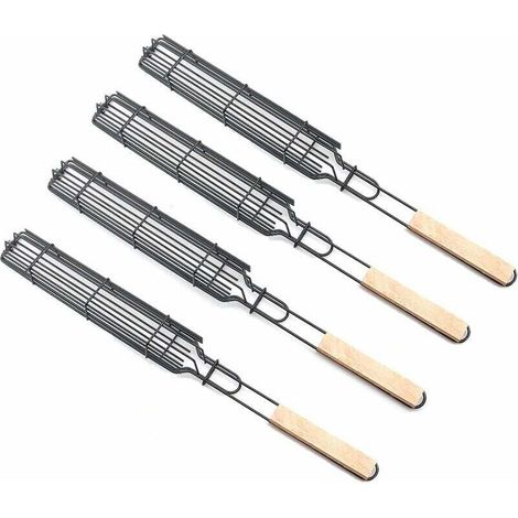 49 cm de longs paniers, à griller en acier inoxydable pour barbecue, paniers à hot-dog ensemble de paniers, à griller paniers(4pcs) (1/4)