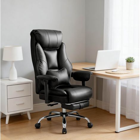 Silla de oficina ergonómica de respaldo alto, reclinable, regulable en altura, negra HAVRYA (1/5)