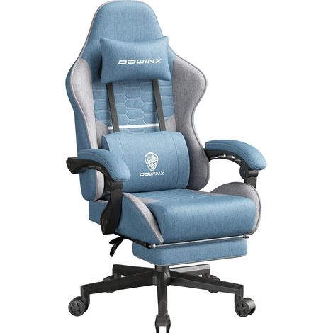 Gaming Stuhl Kopfstütze Fußstütze Kissen Tasche Blau Übergröße (1/5)