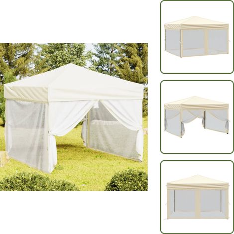 Tente de réception pliable avec parois Crème 3x3 m - Tents De Jardin - Abri Jardin - Gazebo - Parasol - Chapiteau Pliables (1/5)