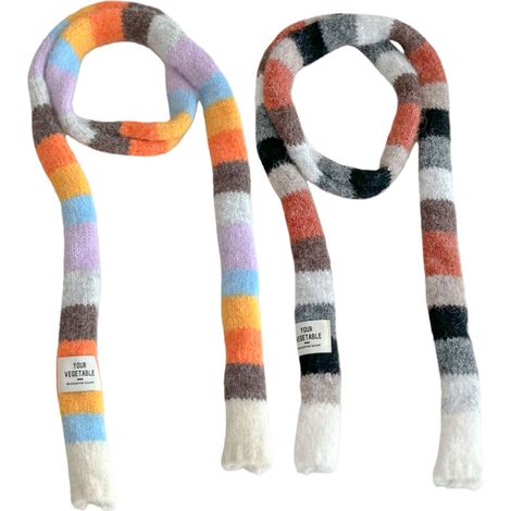 Bufanda de punto fino para mujer, pañuelo para la cabeza - Gris, Naranja, Blanco