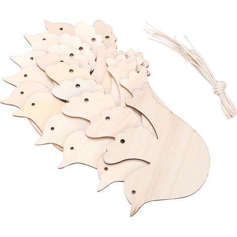 50 pendentifs décoratifs en bois à suspendre, gravure pour Noël (50 pièces en forme d'oiseau) (1/5)