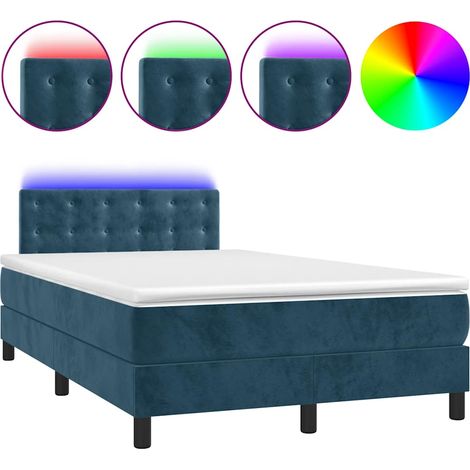 Lit double  Lit adulte  Sommier à lattes de lit avec matelas LED Bleu foncé 120x200 cm