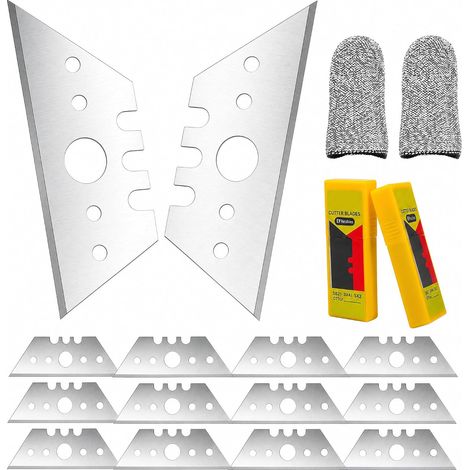 Pack of 20 Trapezoidal Blades, Carpet Cutter Blades, Replacement Blades, 52mm Knife, Comes with 2 Anti-Cut Finger Guards for Safe Work (1/5)