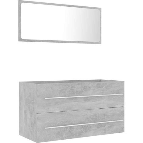 Maison Exclusive - 2-tlg. Badmöbel-Set Betongrau Holzwerkstoff (1/5)