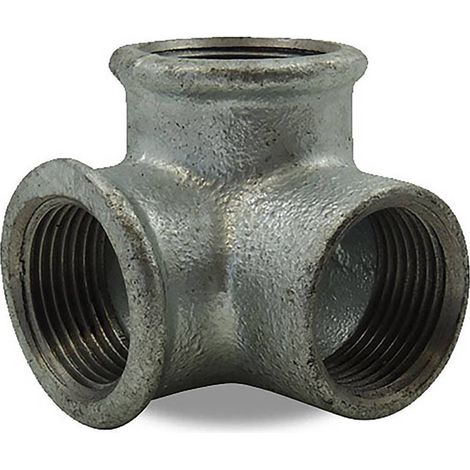 Distributeur coudé 3 voies femelle/femelle/femelle en fonte malléable 1/2'' (1/2)