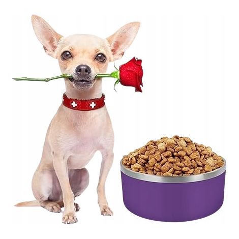 Ciotola per cani, acciaio inox, viola, 1,18 l, antiscivolo