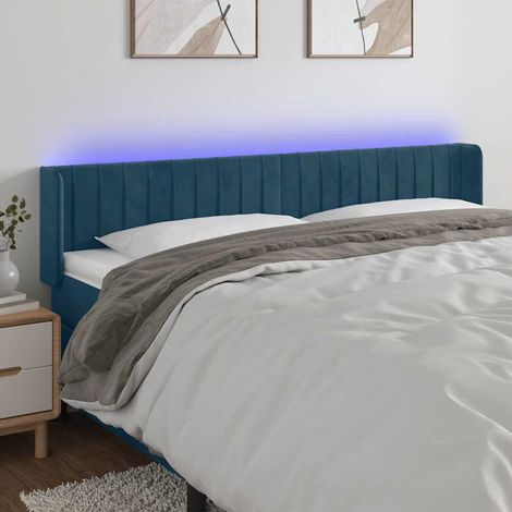 LED Kopfteil Dunkelblau 183x16x78/88 cm Samt (1/5)
