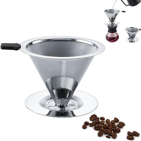 Filtre à Café Permanent en Acier Inox, Filtre à Café sans Papier pour Faire du Café Manuel, Goutteur de Café Réutilisable (1/5)