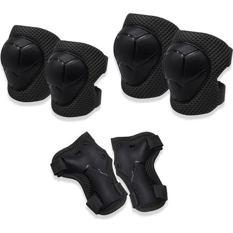Conjunto de protección con rodilleras y coderas, poliéster, protege rodillas, codos y manos, para patinaje, ciclismo, ciclismo de montaña y patinete - Negro (1/5)
