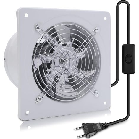 1 Ventilateur Extracteur d'Air, 150mm, 600m³/h, Moteur Cuivre, Clapet Anti-retour, Cuisine Salle de Bain Garage