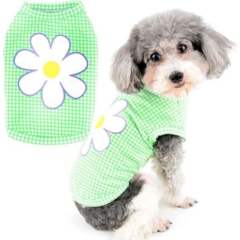 Kleines Hunde-Shirt, Sommer, weiche Baumwolle, kariertes T-Shirt, atmungsaktiv, Basic-Haustierbekleidung. Größe S. (1/2)