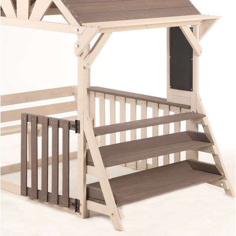 Cocina de barro exterior infantil de madera con tejado y estantes 147,5 x 114 x 156 cm (1/5)