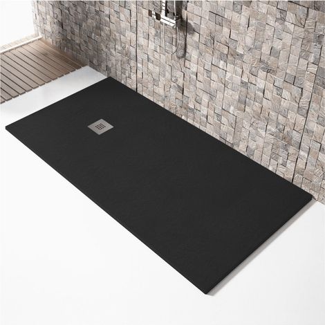Piatto doccia ultrasottile 80 x 120 cm MARIANA in resina finitura ardesia nero