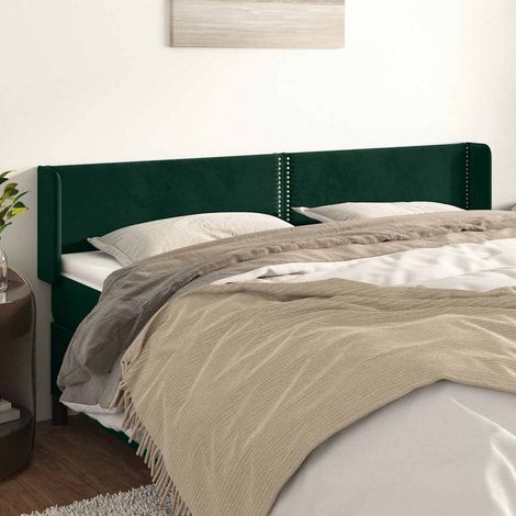 vidaXL Cabecero de terciopelo verde oscuro 183x16x78/88 cm (1/5)