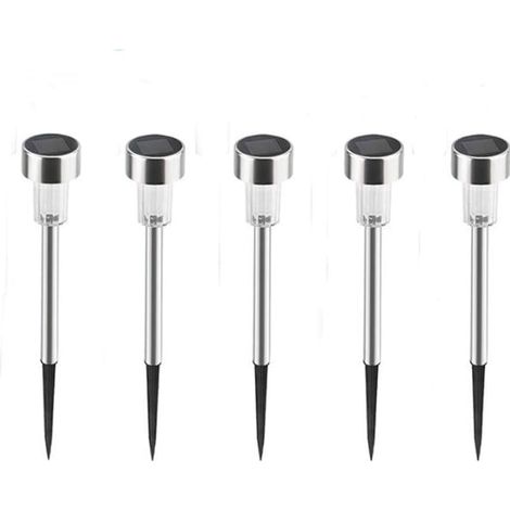 Set of 5 stainless steel solar garden lights for railways, rechargeable outdoor lights for patio, yard, garden, driveway (1/5)