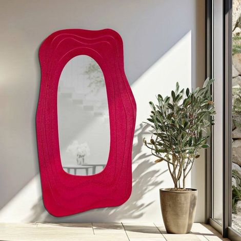 Dmora - Spiegel Tiete, Spiegel mit Rahmen, Wanddekorationsartikel, Spiegeldekoration, 90x4 h165 cm, Fuchsia (1/5)