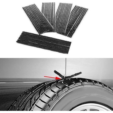 50 Stück schwarze Gummidichtungsstreifen zur Reparatur von schlauchlosen Reifen für Auto und Motorrad, 200 x 3,5 mm (1/5)