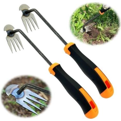 Outil de désherbage manuel - Acier inoxydable - Lot de 2 - 35 cm - Ergonomique - Antidérapant (1/4)