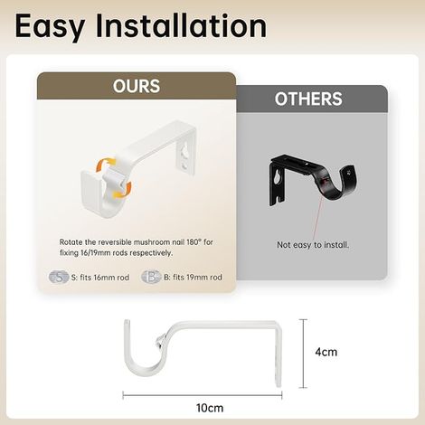 Extendable Curtain Rods, 30-140 Inch, Diameter 19 mm, Adjustable Curtain Rod with Finials, for Eyelet Curtains, Decorative Rods for Bedroom (1/3)
