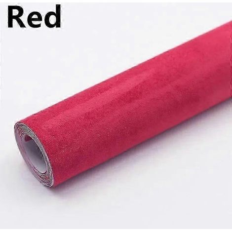 Tissu suédé auto-adhésif en cuir, autocollant en tissu à texture veloutée, tissu adhésif pour la modification intérieure de voiture (rouge 40x150cm) (1/4)