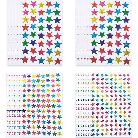 Autocollants Étoiles - Feuilles Aluminium Adhésives - Décoration Maison École Bureau - Lot De 4 Feuilles (1/5)