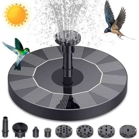 Schwimmende 1,5-W-Solarwasserpumpe, Solarbrunnen für den Außenbereich mit 6 Düsen für Teich, Garten, Pool und Badewanne (1/5)