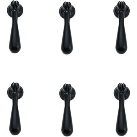 Poignée Bouton 6 Pièces Poignée De Garde-Robe En Alliage De Zinc Monotrou Pendentif Poignée Armoire Porte Armoire Tiroir Bouton Goutte D'Eau Noir 70 x 18mm (1/3)