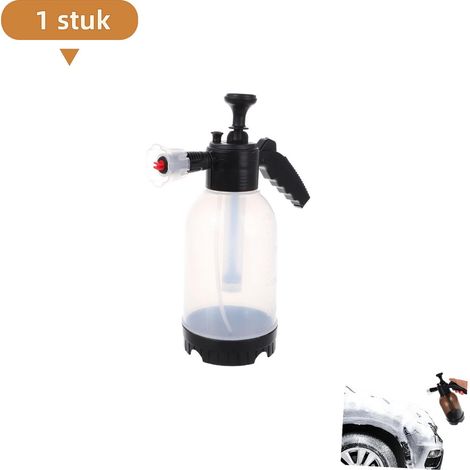 Flacon pulvérisateur à mousse portable pour lavage de voiture capacité 2 litres résistant aux acides et aux alcalis avec pulvérisateur à pression d air deux buses dimensions 33 x 17 x 12,5 cm transpar (1/5)