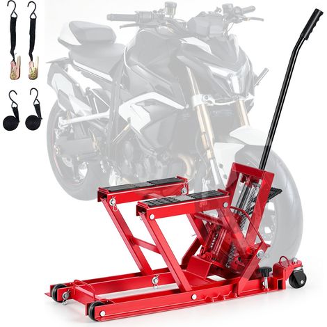 Cric de Moto Hydraulique, Pont Élevateur Compact Charge 680 kg Plage de Levage Réglable 11,5-38,5 cm, pour Entretien Quad ATV Atelier, Lève Moto Commande au Pied, Table Élevatrice avec 4 Roues (1/5)