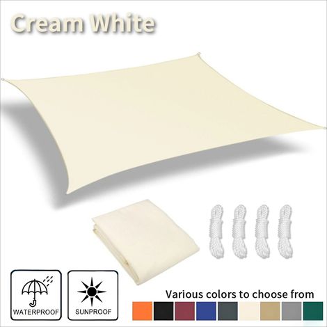 (Jaune clair, 200X400CM) Voile d'ombrage imperméable, résistante aux UV, adaptée aux cours, jardins, pergolas et porches. (1/5)