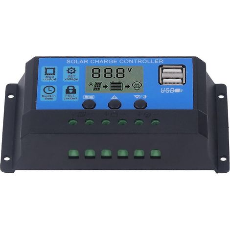 Solar-Laderegler mit zwei USB-Ausgängen (5 V), PWM-Ladesteuerung, 12 V/24 V, 40 A