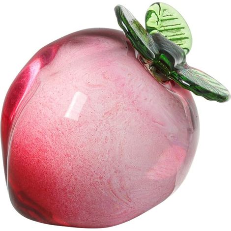 Pêche en cristal rose, presse-papier fruit décoratif en verre, cadeau souvenir ou centre de table (1/4)