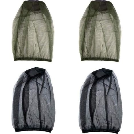 [JAMAIS UTILISÉ]Set aus 4 Moskitonetzen, Nackenschutz, Gesichtsschutznetz, Maskenüberzug, Insekten- und Fliegenschutznetz, Outdoor-Angelausrüstung.