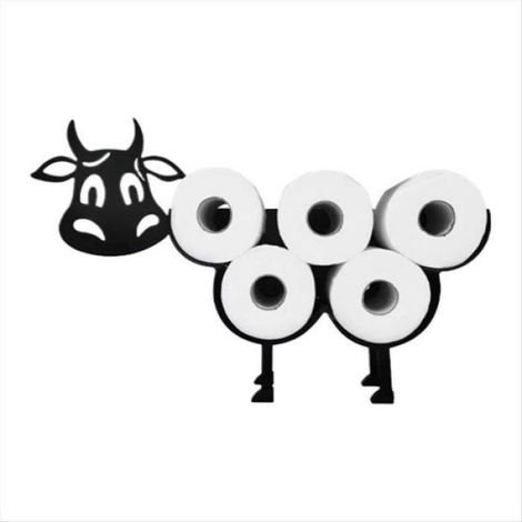 Porte-Papier Toilette - Support Rouleau Papier Toilette En Métal - Design Vache - Autoportant Ou Murale - 1 Pièce (1/5)