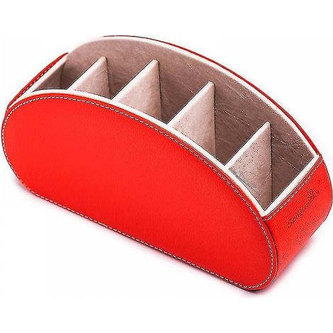 BEBUSINGOTO Support de télécommande 5 compartiments Boîte de rangement Organisateur de bureau Support de télécommande pour télécommandes, fournitures de bureau, pinceaux de maquillage Rouge (1/5)